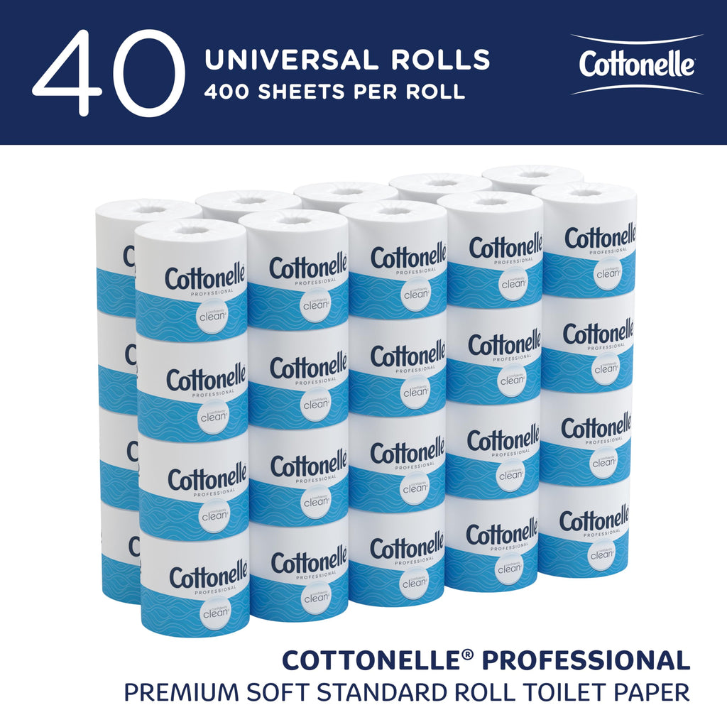 Cottonelle® Professional CleanCare Standard Roll Bulk Toilet Paper (58696), 2-Ply, White, Individually Wrapped (400 Sheets/Roll, 40 Rolls/Case, 16,000 Sheets/Case)