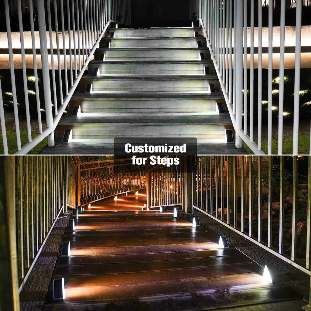 VOLISUN Solar Stair Lights 8 Pack, Solar Step Lights Waterproof IP67, Outdoor Step Light with 13 LEDs, Outdoor Lighting Decor for Yard Stair, Patio, Front Step, Front Porch and Deck(Cool White)