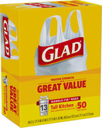 Glad Tall Handle-Tie Kitchen Trash Bags - 13 Gallon - 50 Count - 4 Pack (Packaging May Vary)