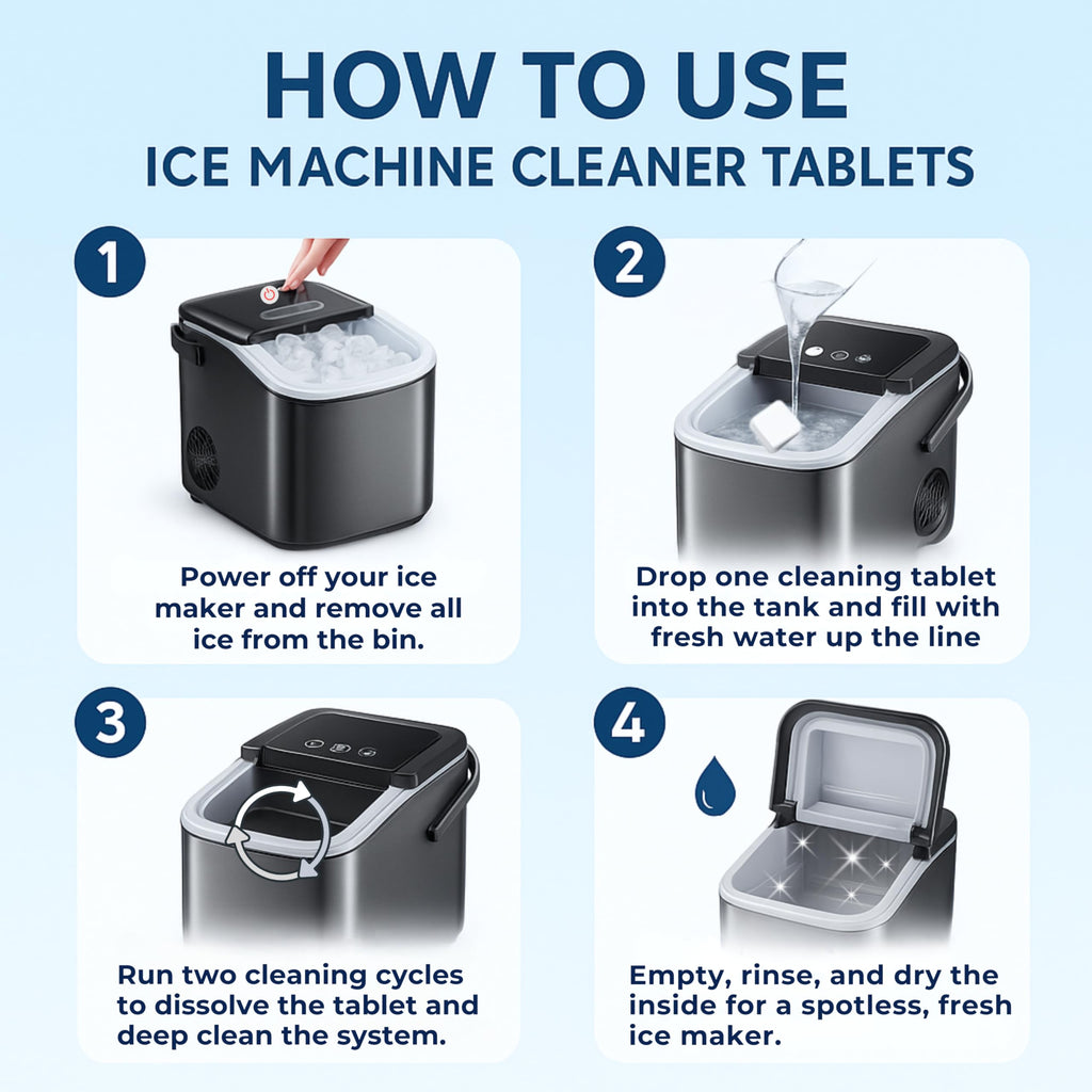 GRIME LABS Ice Machine Cleaner Tablets Descaler – 24 Pack (1 Year Supply) – Nickel-Safe, Removes Mold & Improves Taste – Compatible with Countertop & Nugget Ice Makers