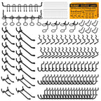 ELEAD 200-Piece Extra Thick Pegboard Hooks Set, 1/4" Heavy Duty Black Peg Board Organizer Accessories, Metal Pegboard Accessories with Pegs Lock, Peg Board Hooks for Hanging