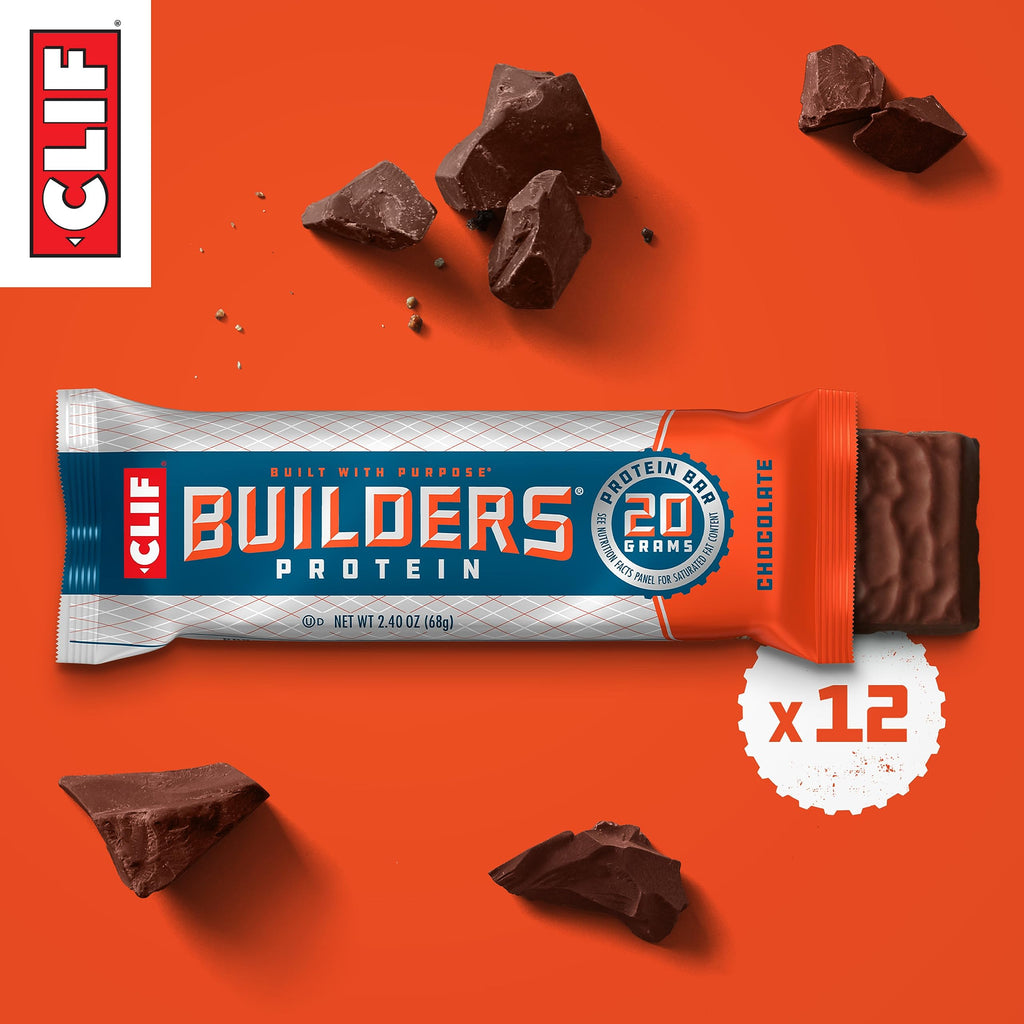 CLIF Builders - Chocolate Flavor - Protein Bars - Gluten-Free - Non-GMO - Low Glycemic - 20g Protein - 2.4 oz. (12 Count) (Pack of 2)