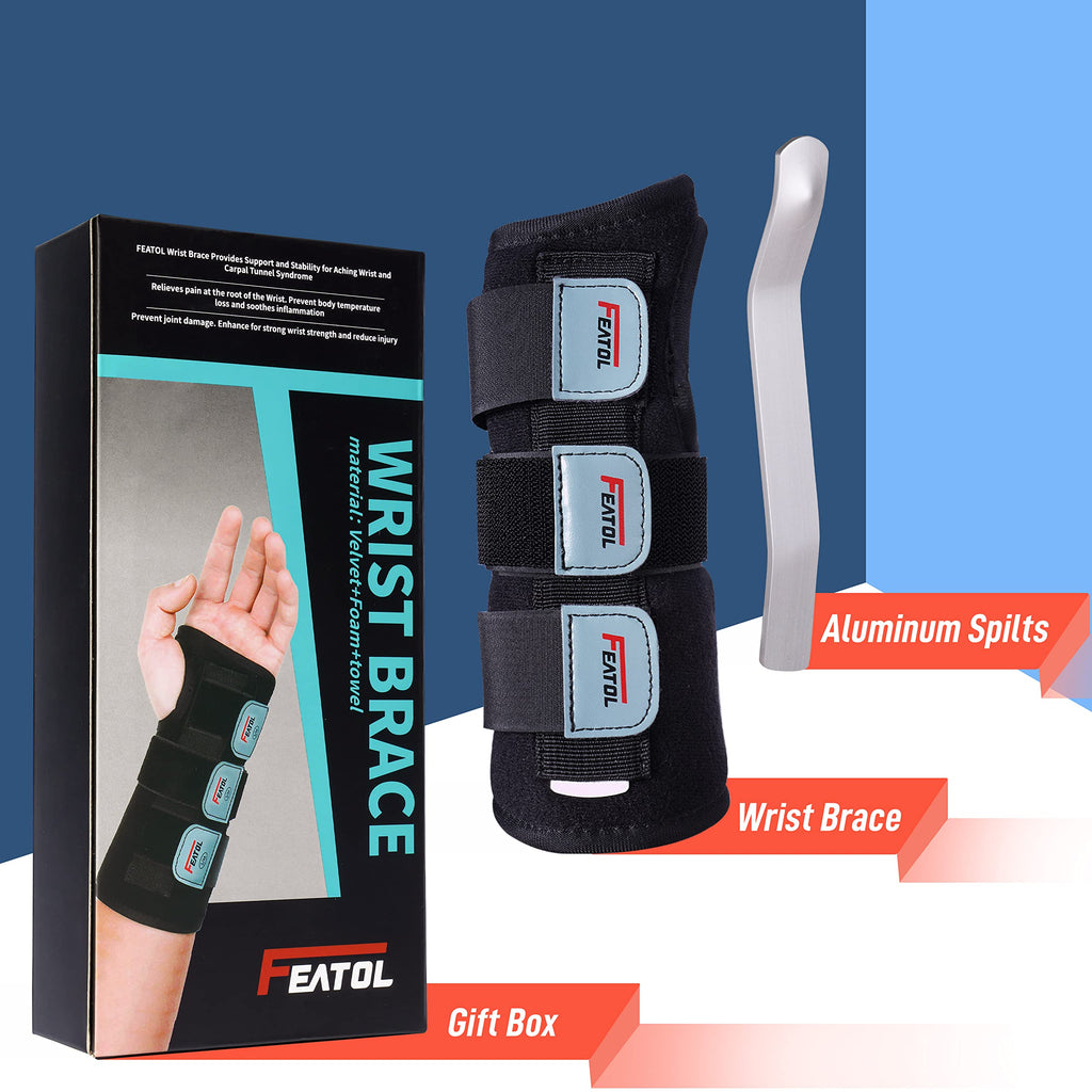 FEATOL Wrist Brace for Carpal Tunnel, Adjustable Night Wrist Support Brace with Splints Left Hand, Large/X-Large, Hand Support for Arthritis, Tendonitis, Sprain, Injuries