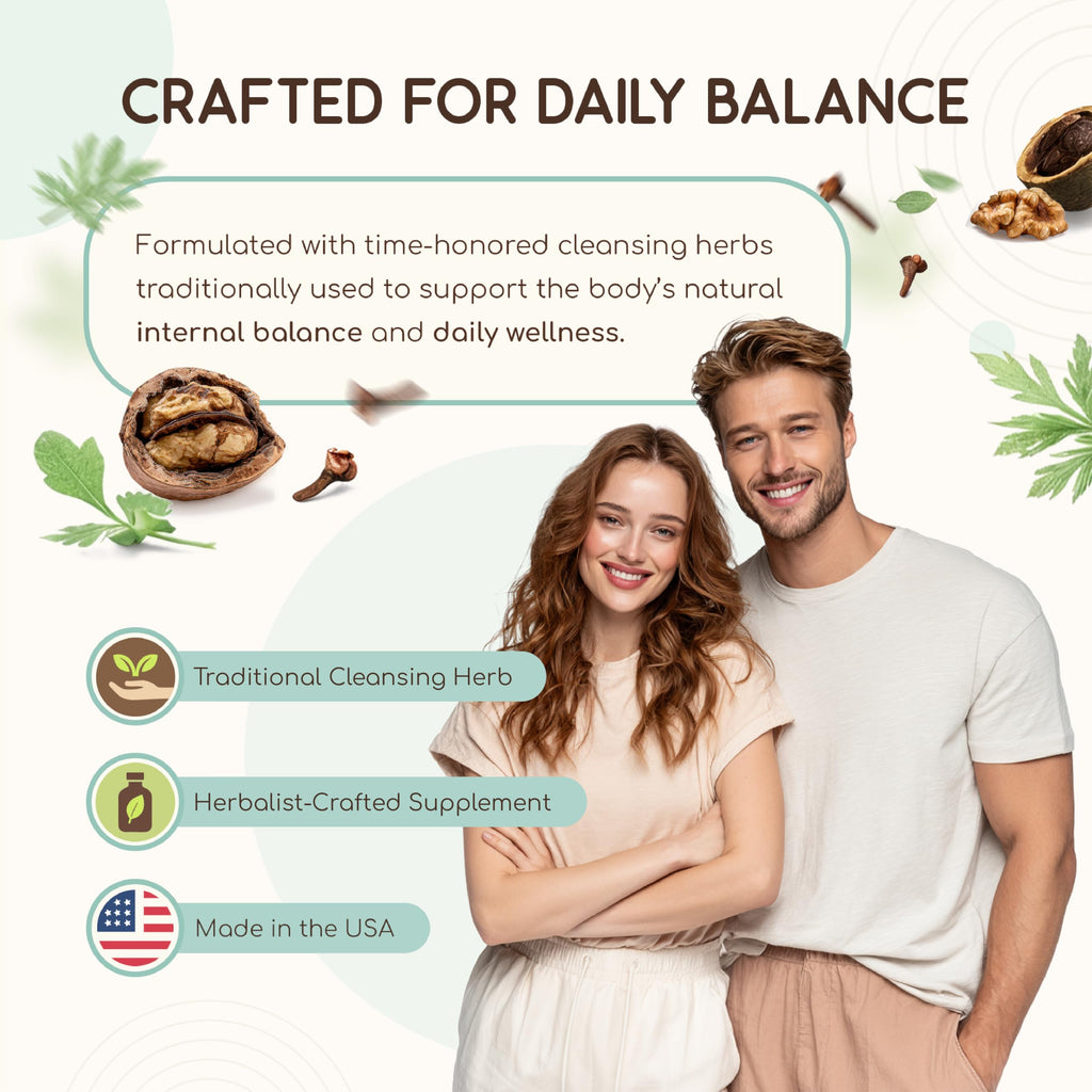 HerbEra Black Walnut 500 mg | USDA Organic Vegan Capsules | Digestive & Antioxidant Support, Juglans Nigra Dried Hull | Herbal Supplement (60 Capsules)