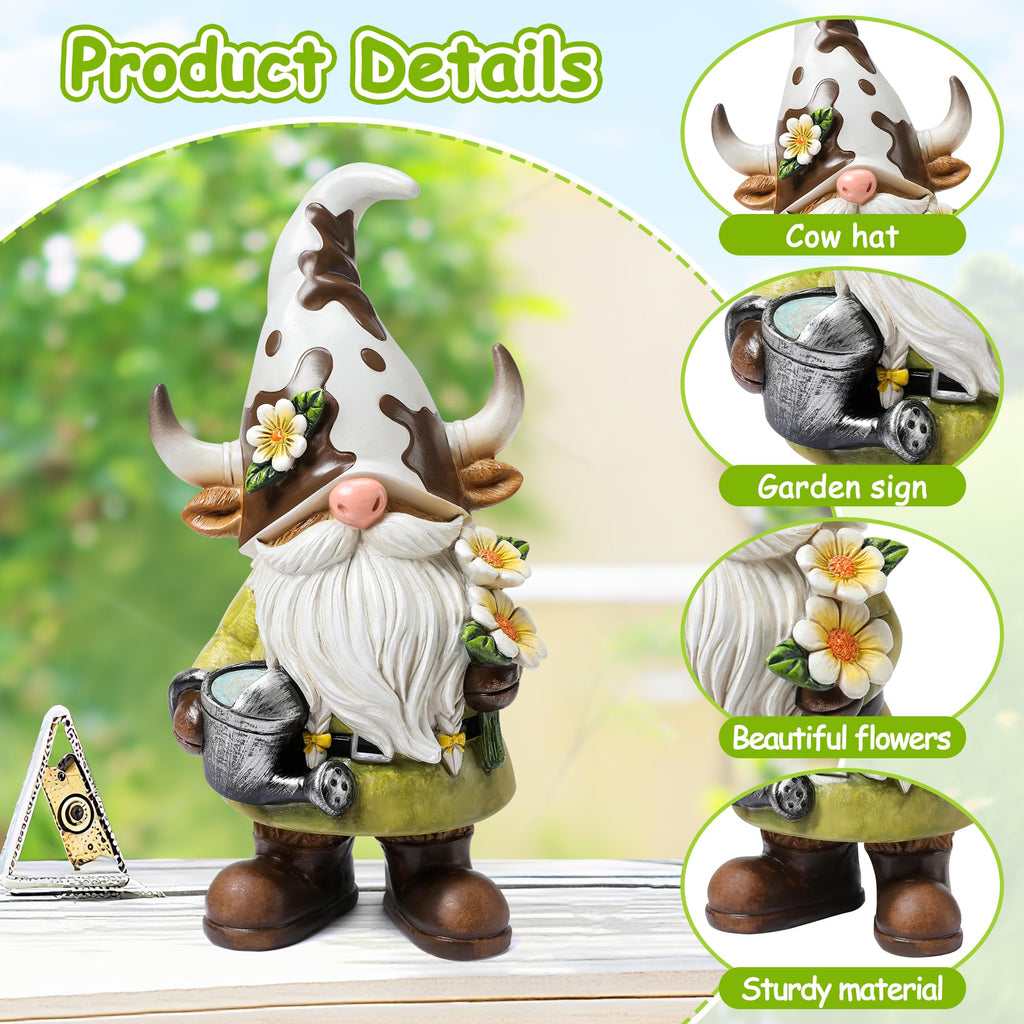 Garden Gnomes Statue Farm Cow Gnome Figurine, Outdoor Animal Decor for Yard