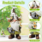 Garden Gnomes Statue Farm Cow Gnome Figurine, Outdoor Animal Decor for Yard
