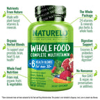 NATURELO Whole Food Multivitamin for Men 50+ - with Vitamins, Minerals, Organic Herbal Extracts - Vegan Vegetarian - for Energy, Brain, Heart and Eye Health - 120 Capsules
