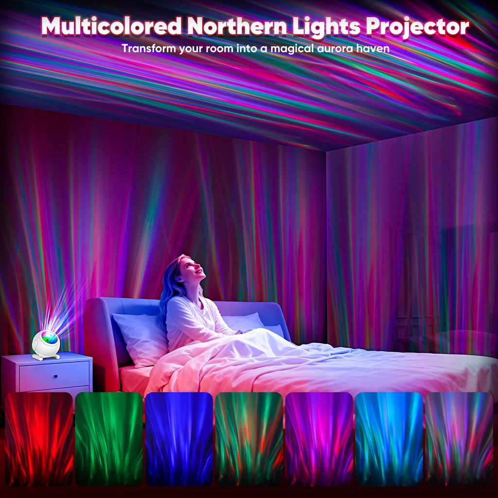 Pedica Northern Lights Projector, Aurora Projector Birthday Gifts for Women Gifts for Teenage Girls Boy, Galaxy Projector for Bedroom (White with 7 Lights)