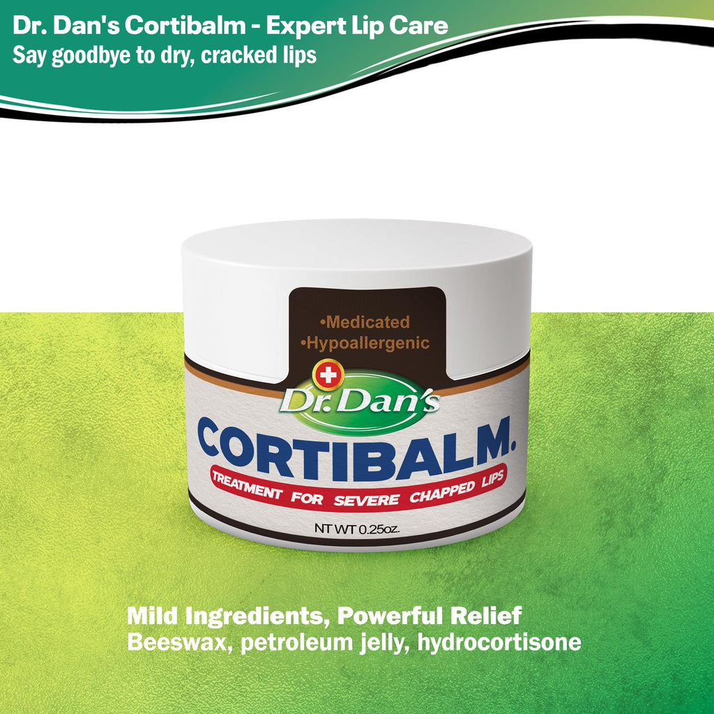 Dr. Dan's Cortibalm Jars-3 Pack- for Dry Cracked Lips - Healing Lip Balm Jar for Severely Chapped Lips - Designed for Men, Women and Children -