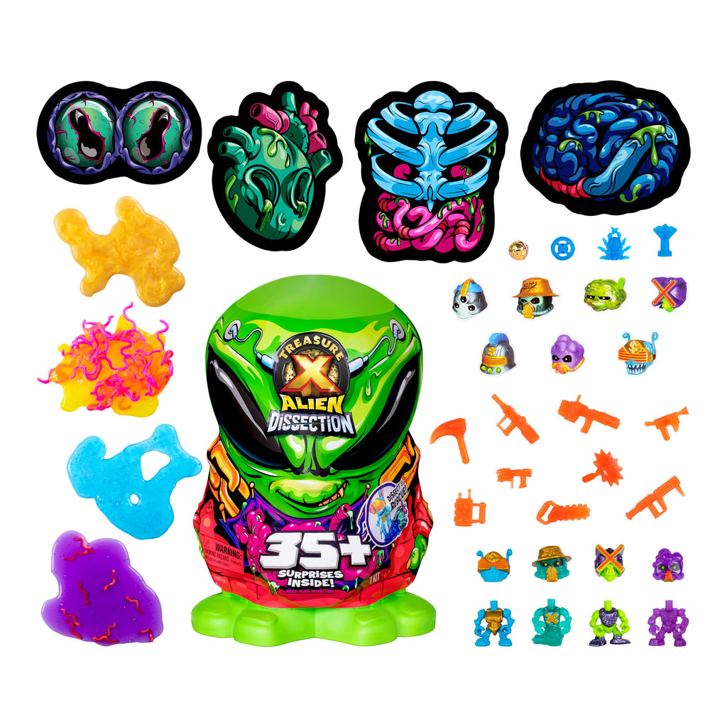 Treasure X Mega Alien Dissection with 35 Plus Surprises Inside | Dissect The 12" Tall Alien | Rescue The 4 Alien Treasure Hunters | Discover Alien Weapons, Stickers, Plus 4 Alien Treasures