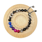 MEPLUM Pride Bracelets, BI Bisexual Pride Bracelet for BI Bisexual Stuff Accessories Decoration Present (Real Natural Stone, Adjustable Size)