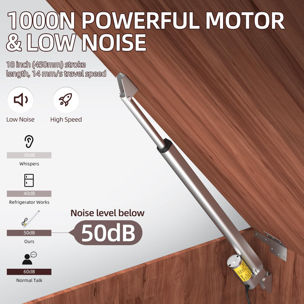 RVMARINEPAT 18 Inch High Speed Linear Actuator 12V 1000N Stroke 14mm/s IP54 Waterproof Linear Actuator with Reverse Polarity Switch 12v for RV Motor Home