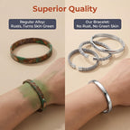 KUDANLONG Silver Cuff Bracelets for Women, Stainless Steel Stackable Bangle