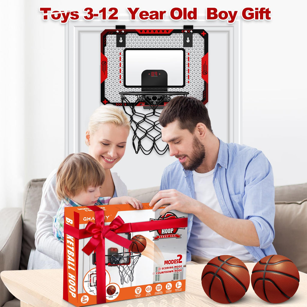 Mini Basketball Hoop for Kids, Over The Door Indoor Basketball Hoops, Red