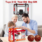 Mini Basketball Hoop for Kids, Over The Door Indoor Basketball Hoops, Red