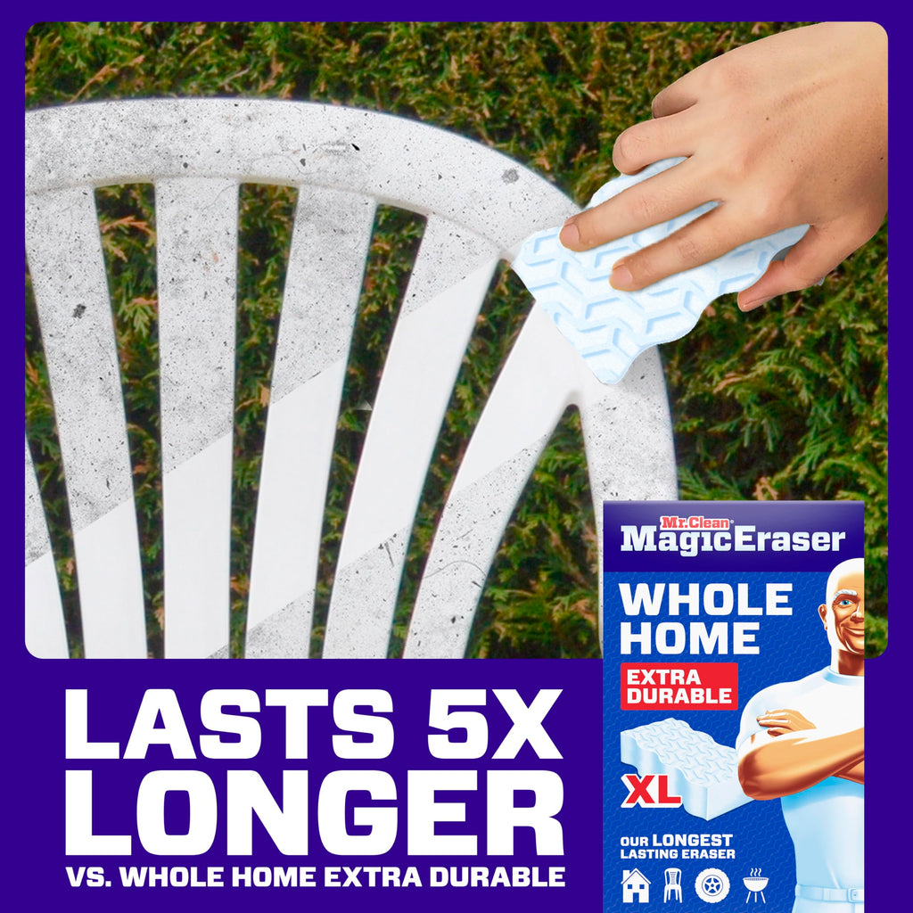 Mr. Clean Magic Eraser Sponge, All Purpose Cleaner, Long Lasting Cleaning Scrubber,Wall,Sneaker,Oven, Kitchen, Bathroom Cleaner, Shower Cleaning Supplies, Whole Home Extra Durable XL, 6ct (Pack of 3)