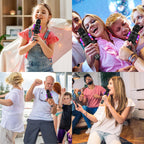 BONAOK Portable Bluetooth Karaoke Mic with Disco Lights for Adults & Kids