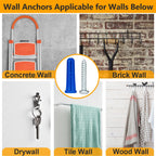 KURUI #10-12 Wall Anchors and Screws Kit, 220PCs Drywall Anchors for Drywall Brick Masonry Stucco Concrete, 110 Plastic Concrete Anchors and 110 Wood Screws, Drywall Anchors for Picture, Curtain Rod