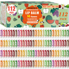 YOPELA 112 Pack Natural Lip Balm Bulk Lip Moisturizer with Vitamin E and Coconut Oil - Hydrating, Moisturizing, Soothing, and Repairing Dry and Chapped Lips Valentine's Gift - 14 Flavors - Non-GMO