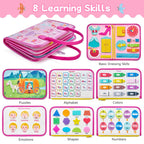 Freebear Deluxe Pink Princess Quiet Book Sensory Board for Toddlers 1-4, Montessori Educational Toys for Girls, Travel Toys with Activities