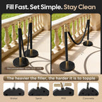 6 Pack Black&Gold Stanchions and Velvet Ropes Set, Stainless Steel Crowd Control Barriers, 4Pcs Black Ropes and Poles for Party Supplies,Photobooth Accessories, Prom,Birthday,Business,Wedding, Museums