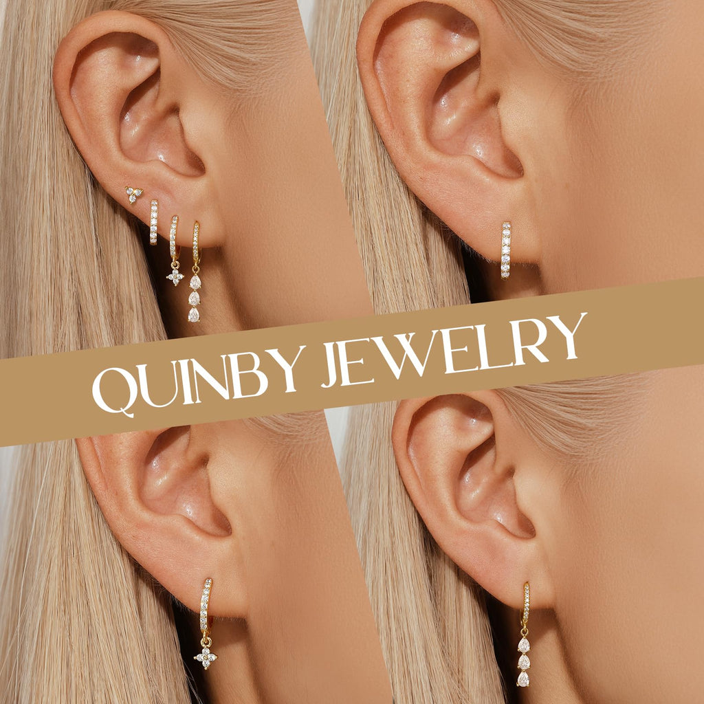 Quinby Earrings For Women Trendy,14k Gold Plated Drop Earring For Women,Hypoallergenic Gold Earrings Dangle,Prom Earring Jewelry For Gift