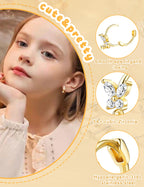 Hypoallergenic Surgical Stainless Steel Earrings for Girls Kids Jewelry - Screw Back Earrings for Sensitive Ears Cute Flower Heart Pearl bow Earrings for Women