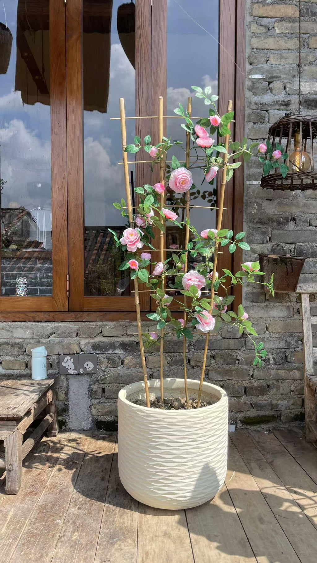 Natural Bamboo Trellis, 4Feet,3Pack,Fan-Shaped Plant Support Trellis for Outdoor and Indoor Potted Climbing Plants,Vegetables, Cucumber, Tomato, Hoya,