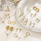 BESTEEL 13 Pairs Small Stud Hoop Earrings Set for Women, Gold Earrings Pack