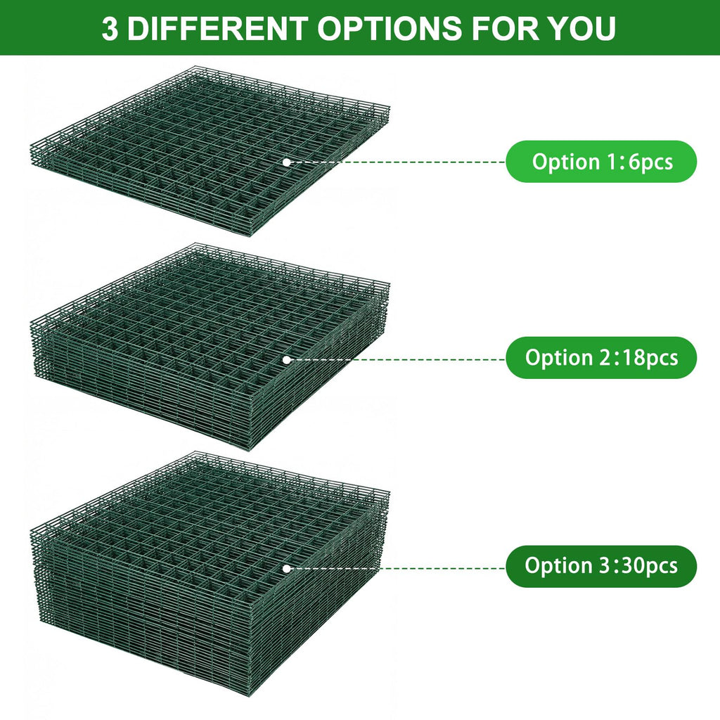 Plant Protectors from Animals - DIY Reusable Plant Cages for Outdoor Plants, Square Mesh Plant Covers Kits, 12"x12" Panels (6/18/30 Pcs) (18, Dark Green)