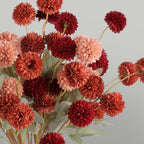 Hananona 12 Pcs Artificial Chrysanthemum Flowers, Orange Kiku Pom Pom Mums Flower Faux Fall Floral for Autumn Halloween Kitchen Table Centerpiece Home Decor (12, Burgundy, Burnt Orange, Deep Peach)