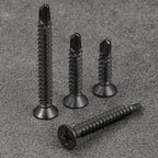Wensilon（500pcs）#8×5/8”for Sheet Metal Self-Tapping Screws 410 Black Stainless Steel Flat Head High-Strength Quick self-Drilling Screws