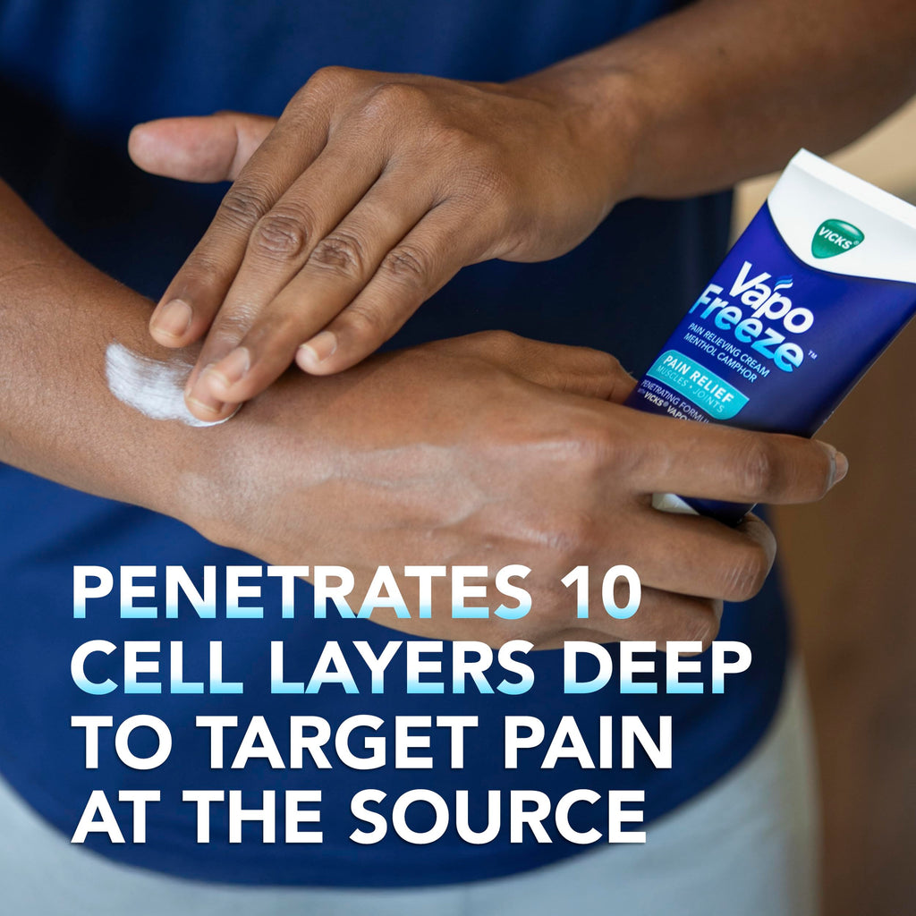 Vicks VapoFreeze Menthol Pain Relieving Cream 3oz, for Muscles & Joint Pain Associated with Arthritis, Simple Backaches, Strains, Sprains, Bruises, Vapors, Penetrating Formula (Pack of 2)