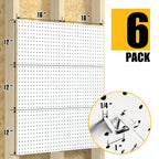 Spampur Peg Board, 6 Pack Metal Pegboard Panels White Pegboards Wall Organizer with 50 Hooks, Heavy Duty Peg Board for Walls Home, Garage Tool Storage, Office Organization, Craft Room, Kitchen
