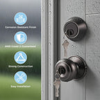 KNOBWELL Keyed Entry Door Knob and Single Cylinder Deadbolt Combo Set, Exterior Door Knobs for Entrance and Front Door, Keyed Alike Knob and Deadbolt, Oil Rubbed Bronze, 10 Pack