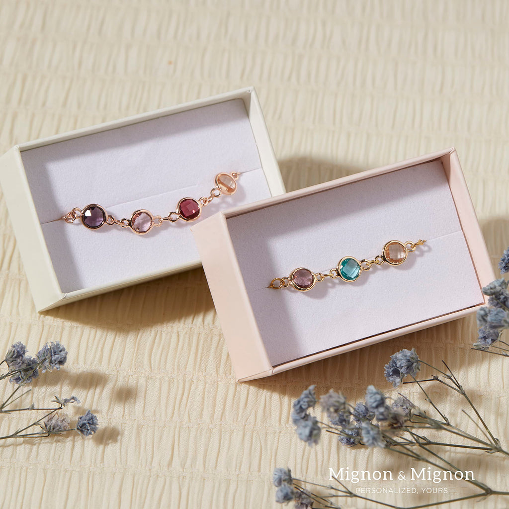Birthstone Bracelets for Women, Custom Birthstone Bracelet with Gem Chain