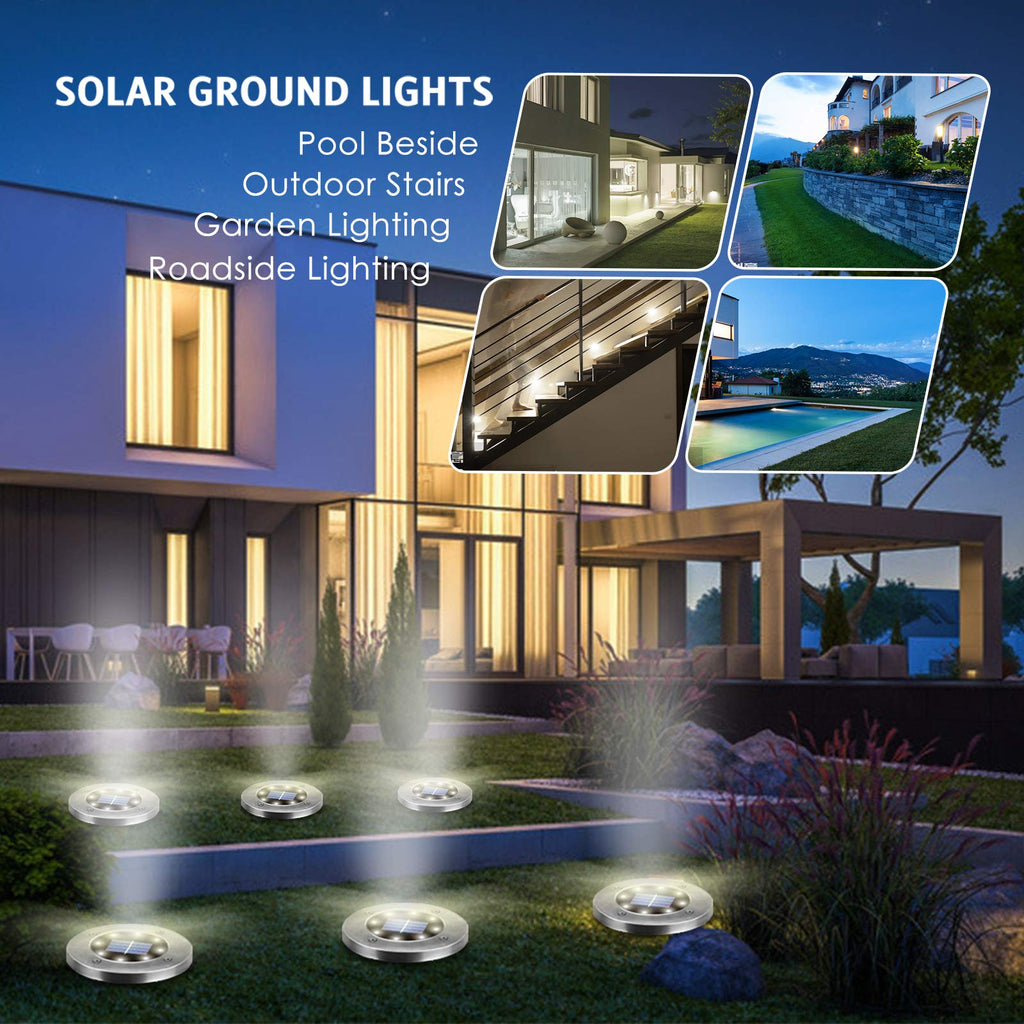 OULONGER Solar Ground Lights 16 Packs, Garden Solar Outdoor Waterproof Pathway Bright In-Ground Landscape Lights for Patio, Lawn, Yard, Driveway, Step and Walkway White Light