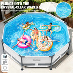 WaveHaven Above Ground Pool,10ft x 30in Frame Deep Swimming Pool,Round Family Pool,Large Above Ground Pool Easy Set,1200 Gallon Pool,Outdoor Backyard Pool for Kids,Adults-Grey,Pump Not Included