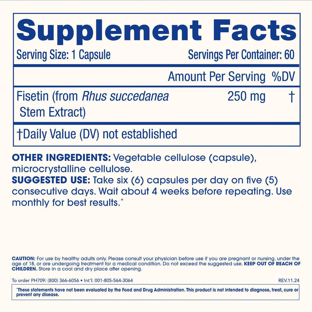 ProHealth Pure Fisetin Supplement 250mg, 60 Capsules