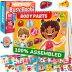 QUOKKA Human Body Busy Books for Kids Ages 4-8 - Fun Human Anatomy Activities for Kids Learning at Home or Classrooms - My Preschool Montessory Busy Book for Toddlers 3-5 I Comes Fully Assembled