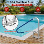 Garvee Pool Handrail 55"x32", Pool Railings for Inground Pools, Safety Handrails 375lbs Load Capacity, 304 Stainless Steel Stair Rail with Grip Cover