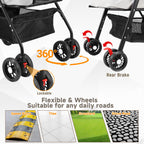 AODI Pet Stroller for Small Dogs and Cats with 4 Wheels, 3 in 1 Foldable Dog Stroller with Detachable Carrier, Breathable Mesh, Storage Basket & Cup Holder, Up to 33 lbs
