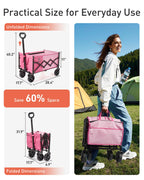 TOURIT Foldable Collapsible Wagon with All Terrain Wheels, Heavy Duty Portable Cart for Camping Beach Shopping, 330 lbs Capacity Utility Cart, Black