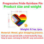 HAFILO 25/50/100 Metal Hearts Inclusive Progress Pride Pin Rainbow Gay Flag LGBTQ Progressive Lapel Pins for clothing Backpack hat Pride Month Decoration Gift Bulk (50)
