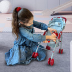 My First Baby Doll Stroller for Toddlers 3 Year Old Girls, Little Kids | Folding Baby Stroller for Dolls, Toy Stroller for Baby Dolls with Bottom Storage Basket, Foldable Frame, Canopy, Seatbelt