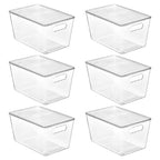 Vtopmart 6 Pack Clear Stackable Storage Bins with Lids, Large Plastic Containers with Handle for Pantry Organization and Storage,Perfect for Kitchen, Fridge, Cabinet, Bathroom Organizer