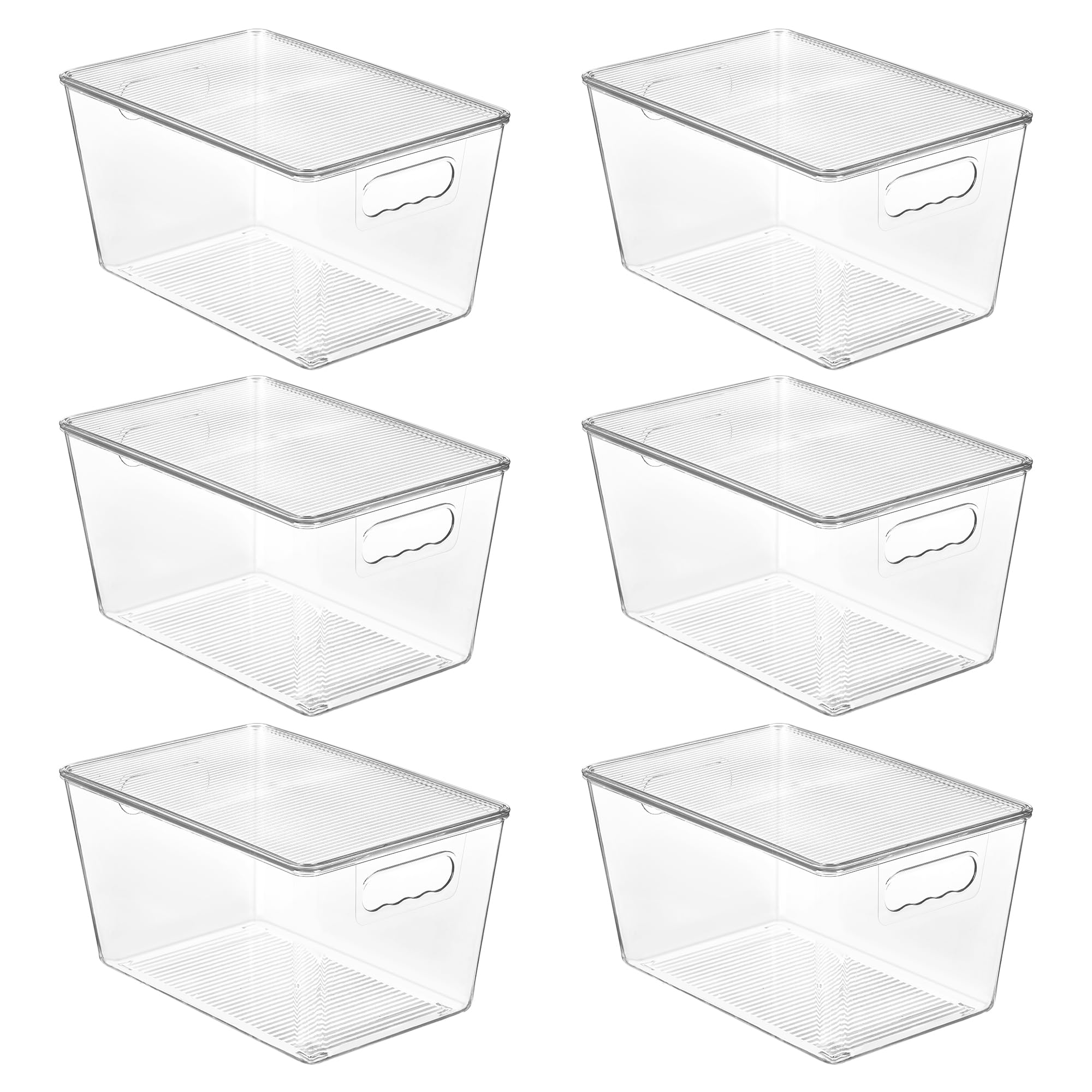 Vtopmart 6 Pack Clear Stackable Storage Bins with Lids, Large Plastic Containers with Handle for Pantry Organization and Storage,Perfect for Kitchen, Fridge, Cabinet, Bathroom Organizer