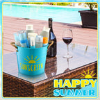 Blulu Sunscreen Holder Storage Pool Spray Bucket Tin Handle Poolside Basket 7.8 x 6.7 x 5.9 Inches Summer Pool Swimming Storage for Outdoor Decor Sunblock Sunglasses Accessories