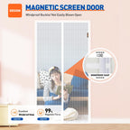 MAGZO Magnetic Screen Door Fit Door Size 36 x 80 Inch, Screen Size 38" x 81" Strong Magnet Door Mesh with Reinforced Hook & Loop for Patio, Sliding, French Door, White