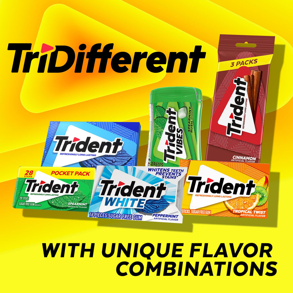 Trident Tropical Sugar-Free Gum, 12 Packs of 14 Pieces (168 Total Pieces)